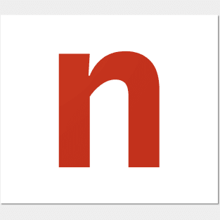 Letter n in Red Text Minimal Typography Posters and Art